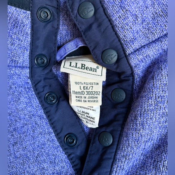 LL Bean 1/4 Snap Purple Fleece Sweater Pullover - Girls Size 6-7 - Picture 2 of 8